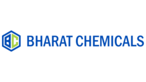 Bharat Chemicals logo with blue and green hexagonal BC monogram and bold blue typography.