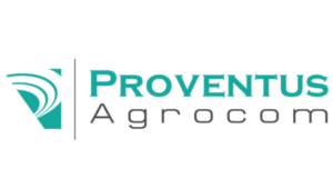 Proventus Agrocom logo with teal emblem and modern typography.